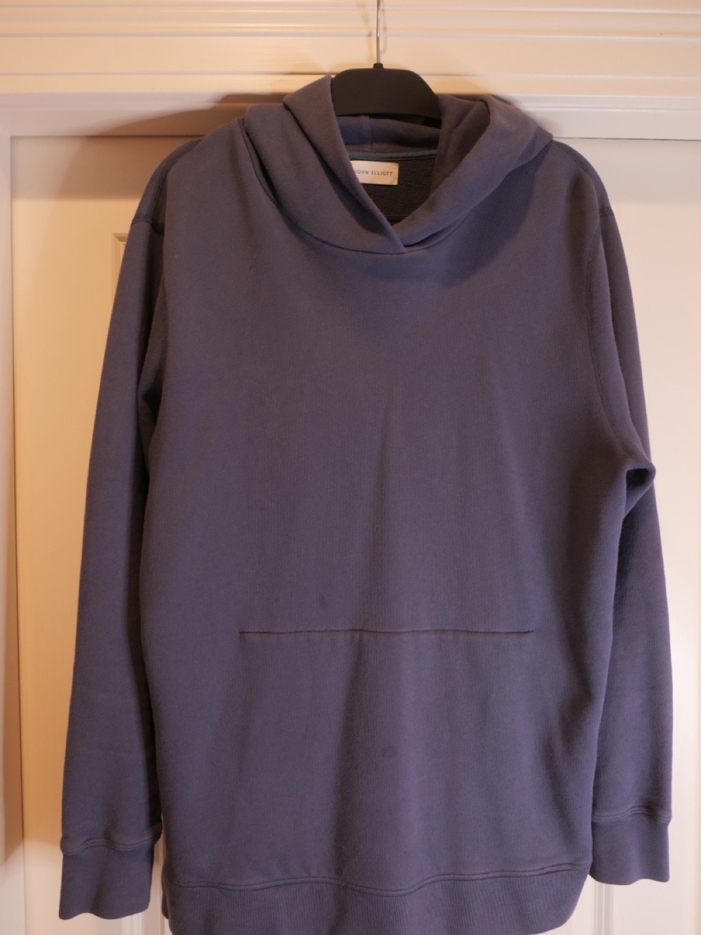 John Elliott Men's Hoodie in Slate Blue-Grey with side zippers
